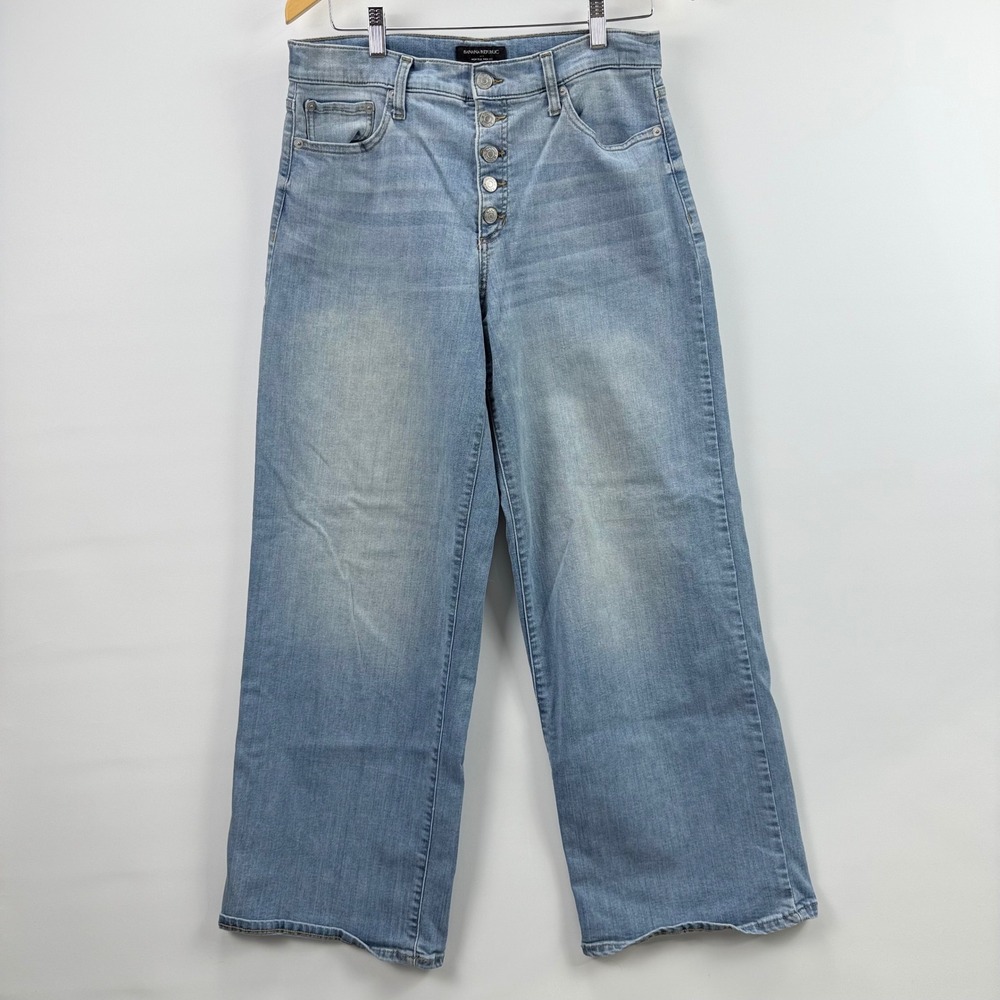 Banana Republic Womens High Rise Wide Leg Jeans Light Wash Button Fly Size 30/10